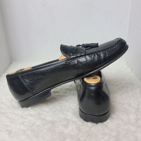 Santoni Men\'s Loafer Shoes Size 10 D Black Leather Round Toe Tassel Dress Shoes main image 6